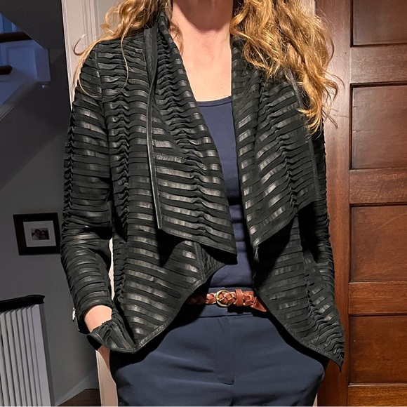 My Tribe Charcoal Textured Leather Jacket size large - Picture 3 of 3